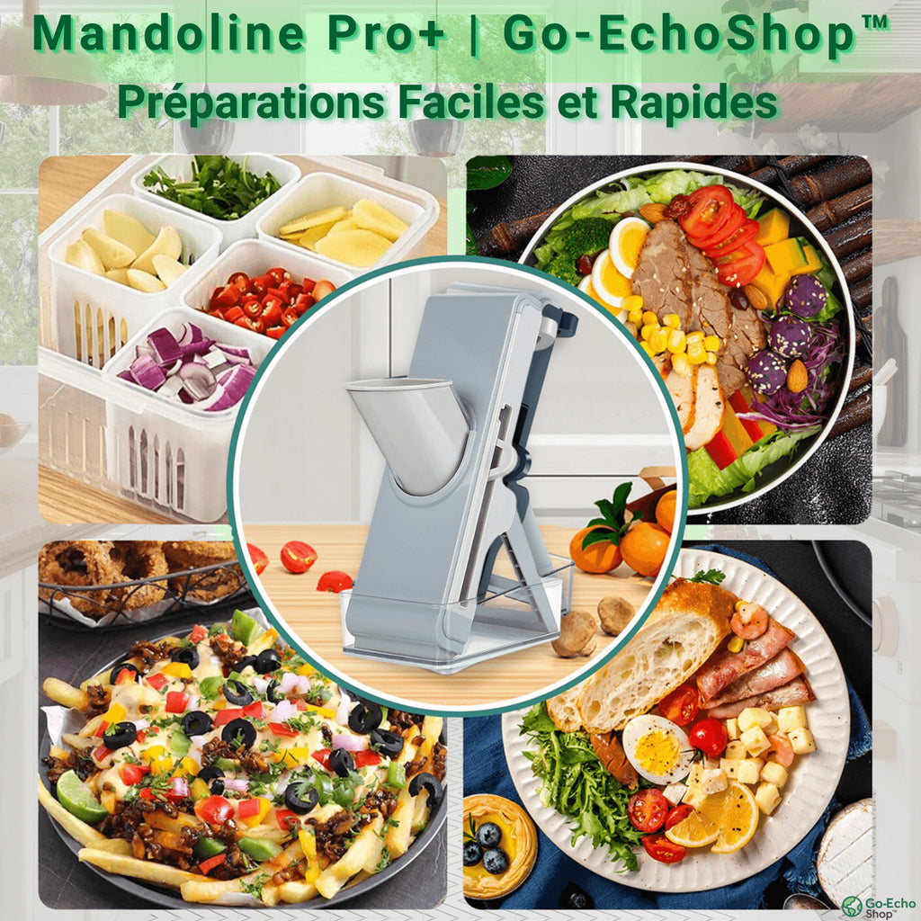 Résultat de coupe net et régulier – mandoline multifonction Pro+™ Go-EchoShop™